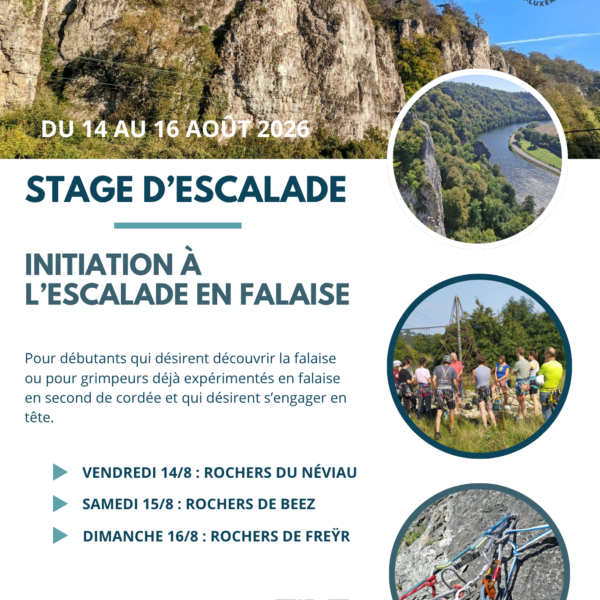 Stages de découverte de l&rsquo;escalade en falaise