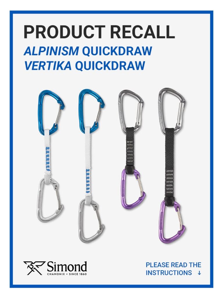 RAPPEL PRODUIT QUICKDRAWS SIMOND ALPINISM / VERTIKA